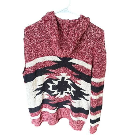 American Eagle Aztec Tribal Hoodie – Red/White/Black, Men's Size L - Picture 7 of 8